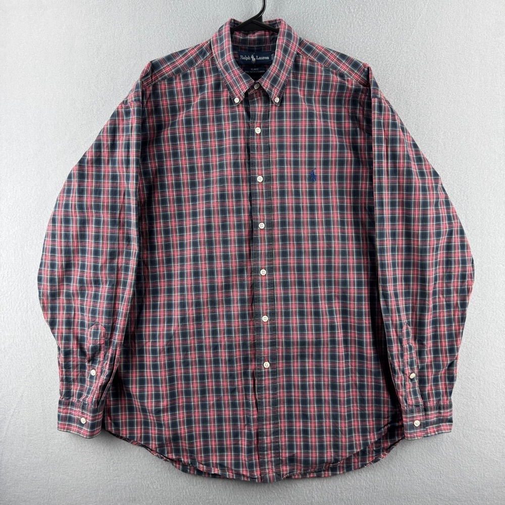 Ralph‎ Lauren Shirt Mens Large Red Plaid Button Down Long Sleeve Cotton Blake